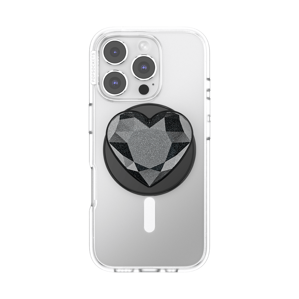 Crystal Heart Black Glitter —  MagSafe PopGrip - US 24053
