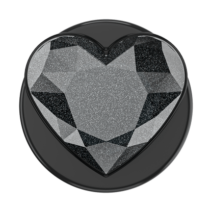 Crystal Heart Black Glitter —  MagSafe PopGrip - US 71004