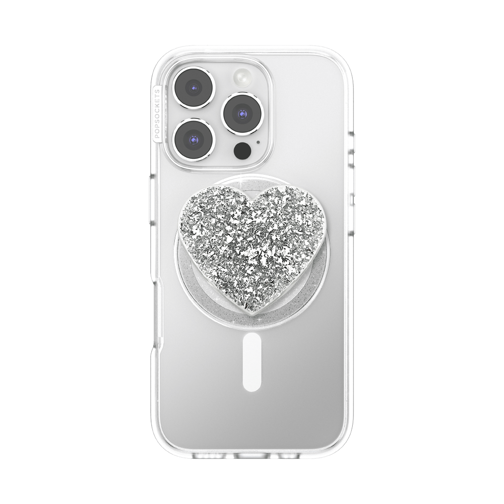 Confetti Heart Silver Sizzle — MagSafe PopGrip - US 94919