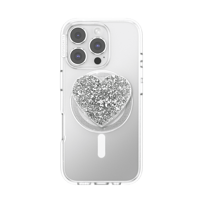 Confetti Heart Silver Sizzle — MagSafe PopGrip - US 37153