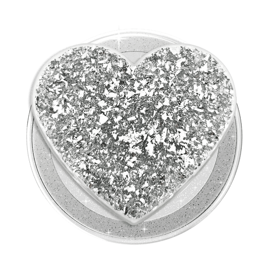 Confetti Heart Silver Sizzle — MagSafe PopGrip - US 94919