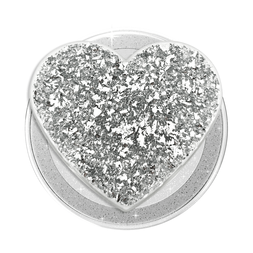 Confetti Heart Silver Sizzle — MagSafe PopGrip - US 48743