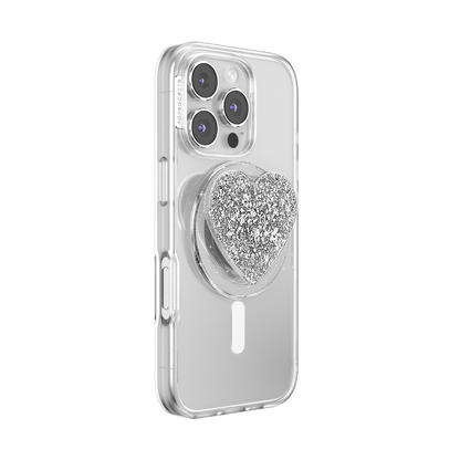 Confetti Heart Silver Sizzle — MagSafe PopGrip - US 94919