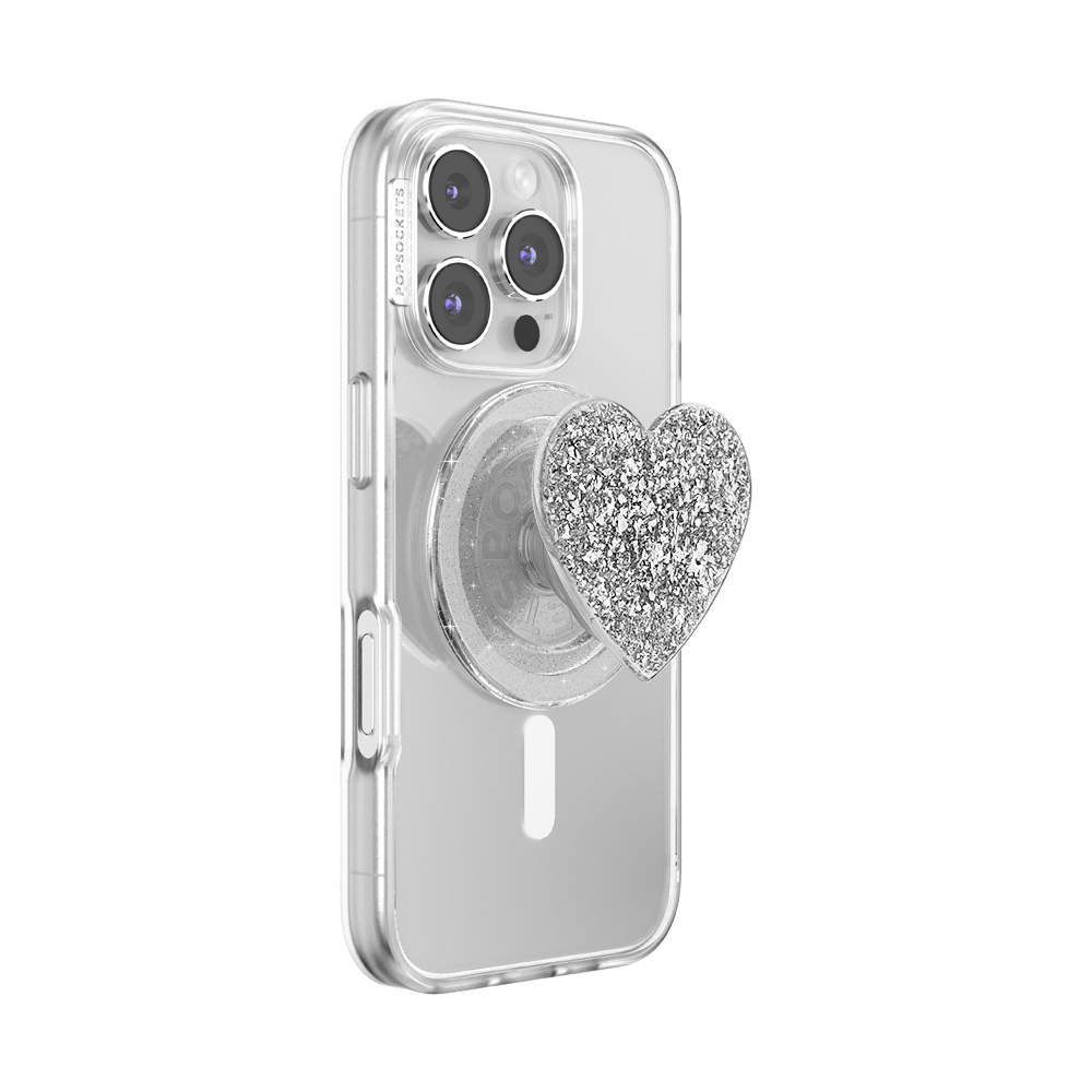 Confetti Heart Silver Sizzle — MagSafe PopGrip - US 72290